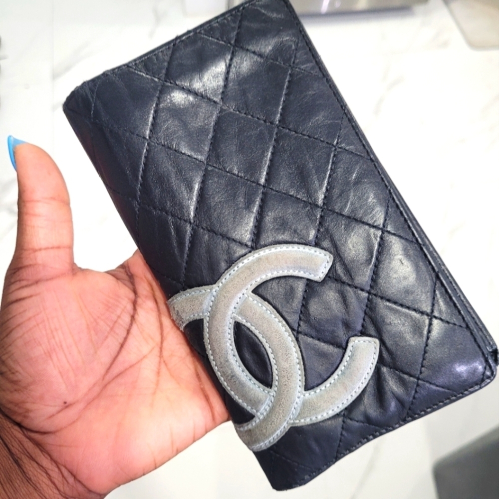 🖤▪️ CHANEL▪️ Cambon Black Quilted Lambskin Leather CC Long Wallet / COA